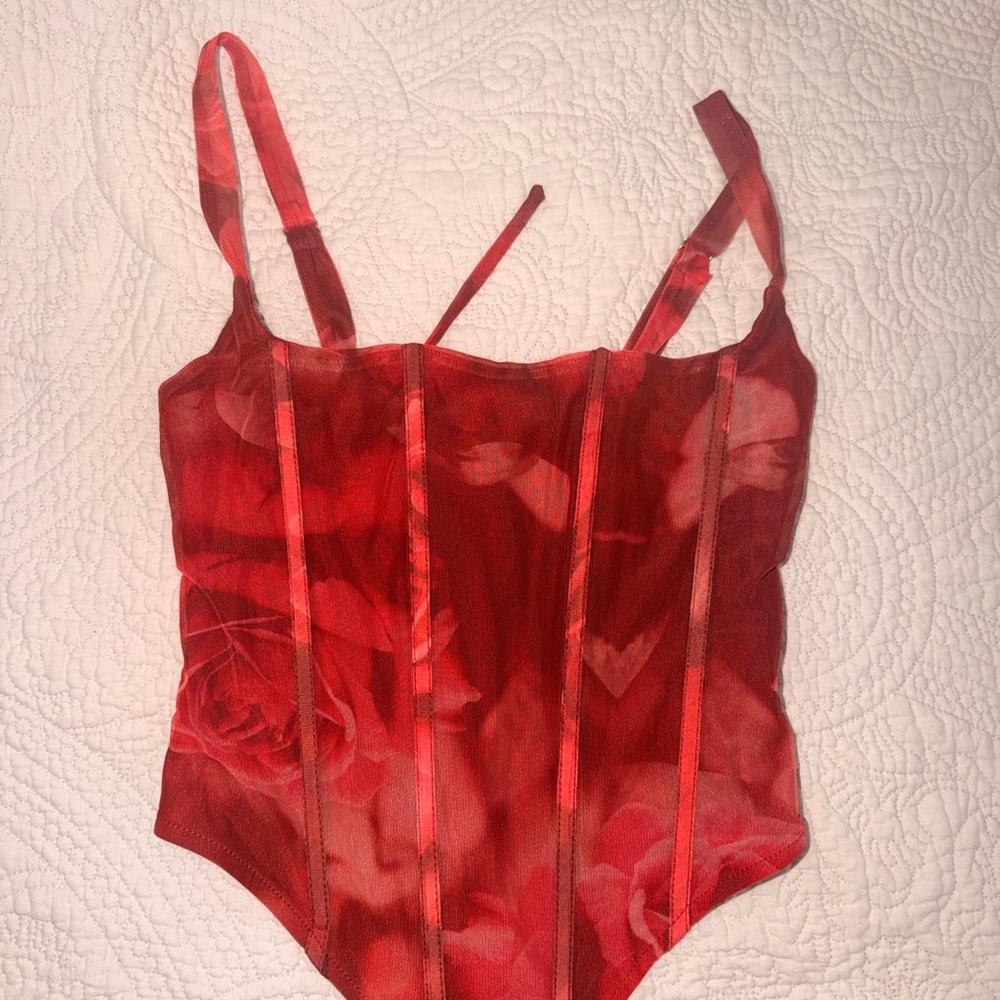 Meshki Scarlet Floral Bustier